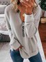 Long Sleeve V Neck Casual Solid Sweatshirt