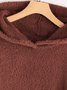 Plush Casual Long Sleeve Hoodie Buttoned Text Printed H-Line Hooded Sweatshirt