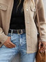 Plain Fluff/Granular Fleece Fabric Shawl Collar Casual Teddy Jacket