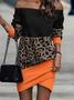 Leopard Loose Casual Cold Shoulder Dress