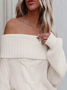 Plain Long Sleeve Off Shoulder Casual Sweater
