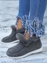 Women Casual Color Block Winter Faux Suede Slip On Split Joint Furry Snow Boots