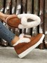 Women Casual Color Block Winter Faux Suede Slip On Split Joint Furry Snow Boots