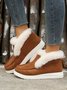 Women Casual Color Block Winter Faux Suede Slip On Split Joint Furry Snow Boots