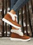 Women Casual Color Block Winter Faux Suede Slip On Split Joint Furry Snow Boots