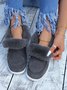 Women Casual Color Block Winter Faux Suede Slip On Split Joint Furry Snow Boots