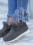 Women Casual Color Block Winter Faux Suede Slip On Split Joint Furry Snow Boots