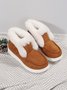 Women Casual Color Block Winter Faux Suede Slip On Split Joint Furry Snow Boots