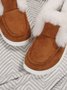 Women Casual Color Block Winter Faux Suede Slip On Split Joint Furry Snow Boots