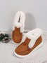 Women Casual Color Block Winter Faux Suede Slip On Split Joint Furry Snow Boots