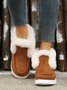 Women Casual Color Block Winter Faux Suede Slip On Split Joint Furry Snow Boots