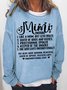 Women's Funny Word MiMi Text Letters Loose Simple Sweatshirt