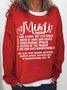 Women's Funny Word MiMi Text Letters Loose Simple Sweatshirt