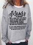 Women's Funny Word MiMi Text Letters Loose Simple Sweatshirt