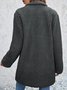 Long Sleeve  Lapel Collar Casual Plain Teddy Jacket