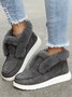 Women Casual Color Block Winter Faux Suede Slip On Split Joint Furry Snow Boots