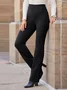 Daily Casual Plain Zipper Commuting Fashion H-Line Long Straight Pants