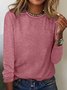 Women‘s Cotton-Blend Regular Fit Plain Simple Long Sleeve Top