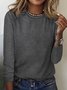 Women‘s Cotton-Blend Regular Fit Plain Simple Long Sleeve Top