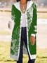 Paisley Hoodie Long Sleeve Buttoned Casual Coat