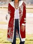Paisley Hoodie Long Sleeve Buttoned Casual Coat