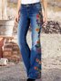 Denim Embroidery Loose Ethnic Jeans