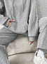 Loose Hoodie Plain Casual Texture Two-Piece Set