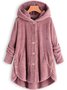 zolucky Cozy Fleece Hooded Sherpa Coat Symmetrical Button Teddy Bear Coat