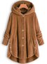 zolucky Cozy Fleece Hooded Sherpa Coat Symmetrical Button Teddy Bear Coat