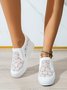 Flower Embroidery Lace Detail Hidden Heeled Shoes
