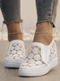 Flower Embroidery Lace Detail Hidden Heeled Shoes