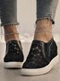 Flower Embroidery Lace Detail Hidden Heeled Shoes
