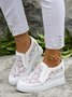 Flower Embroidery Lace Detail Hidden Heeled Shoes