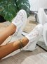Flower Embroidery Lace Detail Hidden Heeled Shoes