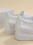 Flower Embroidery Lace Detail Hidden Heeled Shoes