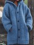 Plain Wool/Knitting Casual Loose Hoodie H-Line Sweater Mid-long Coat