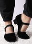 Black Comfortable Soft Block Heel Dance Shoes