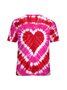 Women's Valentines Day Red and Pink Heart Tie Dye Casual Crew Neck T-Shirt