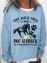 Women's Cute Horse And Dog Flower Dirt Horse Smell Simple Crew Neck Loose Sweatshirt