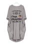 Plus Size Crew Neck Loose Text Letters Dress