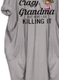 Plus Size Crew Neck Loose Text Letters Dress
