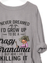 Plus Size Crew Neck Loose Text Letters Dress