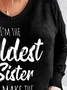 Plus Size Text Letters Jersey Casual Loose T-Shirt