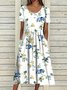 Plus Size Pockets Casual Short Sleeve Woven Dress