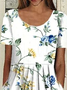 Plus Size Pockets Casual Short Sleeve Woven Dress