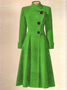 Vintage Wool Blend Winter Buttoned Ruched High Waist Slim Fit Stand Collar Overcoat