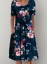 Casual Crew Neck Floral Dress