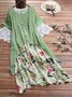 Plus Size Crew Neck Linen Loose Dress Suit