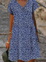 Floral V Neck Loose Casual Dress
