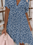 Casual Floral V Neck Dress